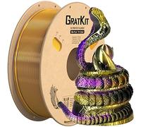 GratKit Soie Tricolore PLA Filament 1.75mm, FDM Filament Imprimante 3D, Précision Dimensionnelle +/- 0.03mm, 1KG Bobine, Silk PLA Or Violet Et Noir