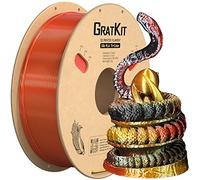 GratKit Soie Tricolore PLA Filament 1.75mm, FDM Filament Imprimante 3D, Précision Dimensionnelle +/- 0.03mm, 1KG Bobine, Silk PLA Or Noir et Rouge
