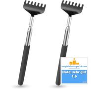 Gratte-dos 2 pièces pour massage du dos - stable et extensible - tige télescopique avec large main de grattage contre les démangeaisons - appareil de massage comme grattoir pour le dos