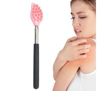 Gratte-dos extensible - Brosse télescopique en silicone pour le corps, 1 outil de massage double face pour les démangeaisons difficiles à atteindre, manche rétractable en acier inoxydable avec poignée