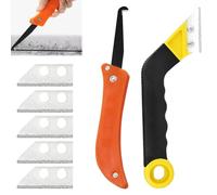 Gratte Joint Carrelage, Lot de 7 Grattoirs Joints Carrelage avec 5 Lames de Rechange et 1 Scie Coudée, Grattoir Peinture Vitre Outil Nettoyag Pour Carrelage, Cuisine, Salle De Ba