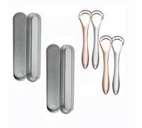 Gratte-langue avec double tête de grattage pour lutter contre la mauvaise haleine, nettoyeur de langue en métal aide à l'hygiène bucco-dentaire, grattoir de langue pour adultes et enfants, deux
