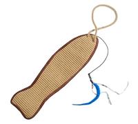 Grattoir à Chat de Porte, griffoir à Chat Suspendu 5, 2x20, 9 Pouces en sisal en Forme de Poisson avec Plumes Teaser Tapis en sisal gratter pour Porte Murale