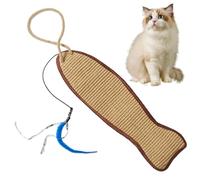 Grattoir à Chat Suspendu 5.2x20.9 Pouces, grattoir à Chat en Sisal en Forme de Poisson avec Plumes, Tapis gratter en Sisal pour Porte Murale