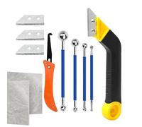 Grattoir à coulis | Kit d'élimination de mastic et de réparation de joints - avec 3 lames de coupe de rechange | Pour cuisine, salle de bain, douche, sol, mur, nettoyage des carreaux et