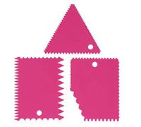 Grattoir à crème pour gâteau, pâte, bord de dents irrégulier, bricolage plus lisse, 3 pièces/ensemble (Rose Rouge)