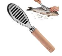 Grattoir à écailles de poisson | Outil d'écaillage en acier inoxydable avec poignée en bois - Écailleur pour la cuisine | Pour la préparation des fruits de mer, dans les restaurants, les sorties en