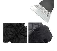 Grattoir à glace avec gants pour une utilisation en hiver de voiture, outil de déneigement 2 en 1 avec lame large et gants en peluche isolés thermiques, compatible (noir)