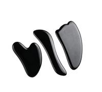 Grattoir à Gouache en Pierre Naturelle for Massage du Visage, Rouleau de Jade, Planche Gua Sha en Obsidienne Noire, Outil de Soins de la Peau(Type 4)