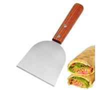 Grattoir à griller pour pâtisserie, grattoir à barbecue - Pelle à poisson frite en acier inoxydable, grattoir à barbecue des bords inclinés pour de cuisson avec poignée en bois pour la cuisson