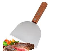 Grattoir à griller pour pâtisserie, grattoir à barbecue | Tourneur Hulburger en acier inoxydable | Râteau à rebord incliné lourd avec poignée en bois pour steak Pizza Pique-Nicger Pique-Nicger