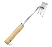 Grattoir à joints avec manche en bois, pique-pissenlit en acier inoxydable, désherbeur avec manche, pique-chardon tranchant double face, outils de jardin, hachoir pour enlever les mauvaises herbes et