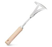 Grattoir à joints avec manche en bois, pique-pissenlit en acier inoxydable, désherbeur avec manche, pique-chardon tranchant double face, outils de jardin, hachoir pour enlever les mauvaises herbes et