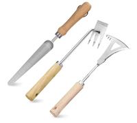 Grattoir à joints, mauvaises herbes, avec manche en bois, pique-pissenlit en acier inoxydable, désherbeur avec manche, pique-chardon tranchant double face, outils de jardinage, pour enlever les