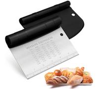 Grattoir À Pâte En Acier Inoxydable Avec Échelle De Mesure et Plastique Grattoir À Pâte, Spatule patisserie - coupe De Cuisine Pour Gâteaux, Cakes, Pizzas, Tartes, Dough (15 x 11.3cm, 15 x 10.5cm)