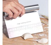 Grattoir à pâte en acier inoxydable Coupe pâte de boulanger polyvalent, Grattoir cutter corne patisserie en inox, Spatules à pâte, Couteau à pâtes, Grattoir pour gâteaux et pizzas, 15 x 12 cm