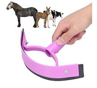 Grattoir à sueur pour cheval, ergonomique, poignée souple, en plastique, caoutchouc, outil de toilettage, peigne nettoyage, grattoir sueur demi-lune pour fournitures toilettage