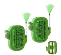 Grattoir d'angle pour chat | Lot de 2 peignes de cactus à poils longs | Brosse de toilettage interactive avec jouet en plumes et boule d' à chat pour soulager le stress, confort sensoriel, enri