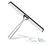 Grattoir de Douche en Acier Inoxydable de 25 cm de Large, raclette en Verre avec lèvre en Caoutchouc pour Le Nettoyage de la Salle de Bain, de la Cuisine, des fenêtres et des vitres de Voiture
