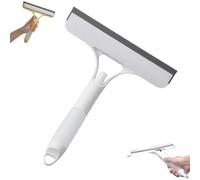 Grattoir de nettoyage 3 en 1 multifonction pour vitres de douche avec spray et raclette - Brosse de pulvérisation pour salle de bain, sol, voiture (blanc)