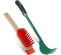 Grattoir de pont de tondeuse à gazon avec manche long de 40 cm, outil de nettoyage avec brosse à poils rigides, robuste pour l'entretien de la tondeuse à gazon, outil de nettoyage pour le jardinage