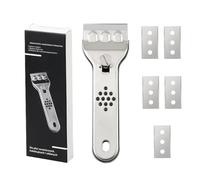 Grattoir en Acier Inoxydable,Grattoir Plaque Vitrocéramique Grattoir Plaque Vitrocéramique avec 5 Lames de Rechange pour Plaque vitrocéramique, Induction, fenêtres, Carreaux, vitres et miroirs