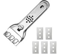 Grattoir en acier inoxydable pour plaque de cuisson vitrocéramique avec 5 lames - Blanc