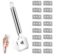 Grattoir en Céramique, avec 16 Pièces Grattoir Double Face en Acier Inoxydabl, Grattoir Peinture en Acier Inoxydable, Grattoir de Nettoyage à Double Tranchant, Gratte Vitre, pour Plaque À Induction