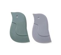 Grattoir en silicone en forme de pingouin - Outil de nettoyage de poêles, bols, ustensiles de nettoyage (vert + gris)