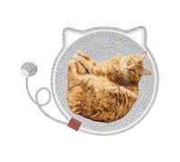 Grattoir horizontal pour chat - Tapis à gratter horizontal rond avec jouet - Accessoires pour animaux de compagnie pour chaton intérieur, lit pour moudre les griffes