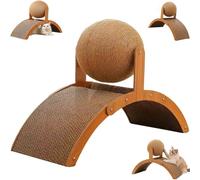 Grattoir interactif pour chat avec balle en sisal rotative à 360 °, jouet à suspendre, balle à gratter sur support - Planche à gratter pour chats d'appartement et chatons (S)