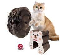 Grattoir interactif pour chat - Jouet de jeu en carton, forme d'accordéon extensible, planche d'exercice pour griffes de chat, design d'activité flexible en nid d'abeille, construction en carton