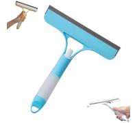 Grattoir multifonction 3 en 1 pour nettoyage de vitres de douche avec spray et raclette - Brosse de pulvérisation pour salle de bain, sol, voiture (bleu)