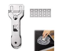 Grattoir Plaque Vitrocéramique avec 5 Métal Lames de Rechange, Racloir Plaque Induction, Gratte Vitre, Lame grattoir, Scraper, pour Plaque À Induction, Colle, Vitres, Poêle, Autocollants