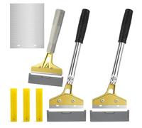 Grattoir Plaque Vitrocéramique Induction 3 Pièces Grattoir Vitre avec 30 Lames, Décolleuses à Papier Peint Set, Grattoir Vitre Plancha Long Manche pour Table de Cuisson, Carrelage, Colle et Miroir