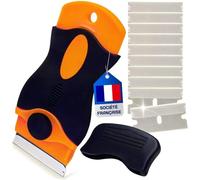 Grattoir Plaque Vitrocéramique [Marque Française] Grattoir Vitre - Kit Raclette Universel et 5 Lames De Rechanges - Pratique & Simple D’Utilisation - Idéal pour Nettoyer Le Verre (GRATTOIR + 5 LAMES)