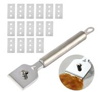 Grattoir Plaque Vitrocéramique Professionnel avec 15 Métal Lames de Rechange, Racloir Plaque Induction, Gratte Vitre,Grattoir à Vitre Professionnel, Rasoir pour Élimination de L'adhésif, Peinture