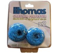 Grattoir polyester - THOMAS - Boule vaisselle - Anti rayure - Set de 2 - Bleu