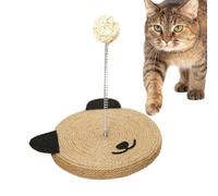 Grattoir pour chat - Tampon à gratter en sisal naturel - Balle en forme de tête de chat interactive - Protection pour meubles de maison - Jouet cloche intégré pour le mouvement physique mental pour