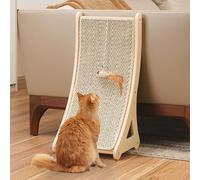 Grattoir pour Chat, Tapis de sisal, Planche à gratter en Forme de L pour Chats d'intérieur, grattoir monté au Sol avec Jouet Souris et Herbe à Chat