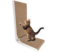 Grattoir pour chats en carton | Poteau griffoir pour chats en forme de L | Plateau griffoir vertical de relaxation pour chats fixé au mur pour chats domestiques et petits animaux de compagnie