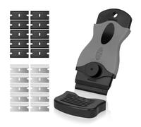 Grattoir pour vitrocéramique multifonction, 1 grattoir multifonction professionnel, avec 20 lames pour fenêtres, miroirs, carreaux de nettoyage (noir)