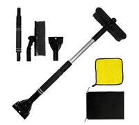 Grattoir pour Voiture Pare-Brise avec Balai, Serviette de Lavage pour Voiture, Telecop 56-73 cm, Brise-Glace en ABS, Poignée Ergonomique en Mousse, Rotation à 360°Amovible (Noir)