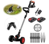 Grattoir sans fil 650 W avec moteur 5 en 1 pour débroussailleuse à roues, outil léger pour bordure de cour, comprend 3 types de lames et 2 batteries