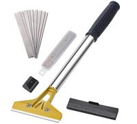 Grattoir Vitre plancha avec 10 Lames, grattoir plaque vitrocéramique induction 13inch Long Manche, Lames en Acier Au Carbone 100mm, pour Carrelage, Papier Peint, Colle, Miroir, La Table de Cuisson