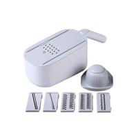 Grattugia in AcciaioInox con Contenitore, Grattugia per Formaggio Professionale con 5 Lame Diverse Grattugie per Verdure Manuale con Coperchio Verdure e Frutta