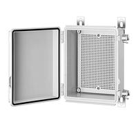 Gratury Boîte de jonction, boîtier en plastique étanche IP67 pour projet électrique, couvercle gris à charnière, plaque de montage et support mural 220 × 170 × 110 mm