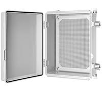 Gratury Boîte de jonction, boîtier en plastique étanche IP67 pour projet électrique, couvercle gris à charnière, plaque de montage et support mural, 410 x 310 x 180 mm