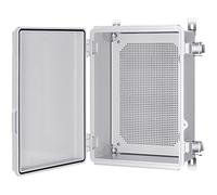 Gratury Boîte de jonction en plastique étanche IP67 pour projet électrique, couvercle gris à charnière, avec plaque de montage et support mural, 370 x 270 x 150 mm