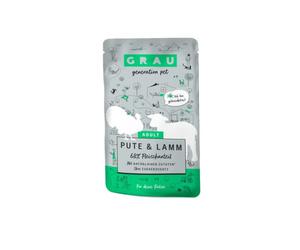 GRAU - l’Original - Nourriture Humide pour Chats - Dinde et Agneau (Sachet), Pack de 16 (16 x 125 g), sans céréales, pour Chats Adultes